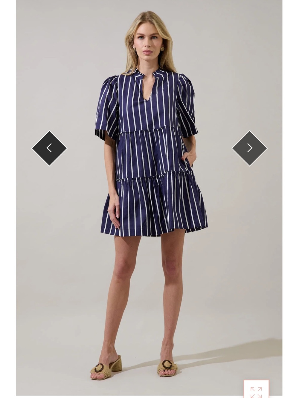 Sugarlips Navy and White Striped Tiered Mini Dress - Picture 2 of 4